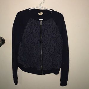 Dark blue lace zip up